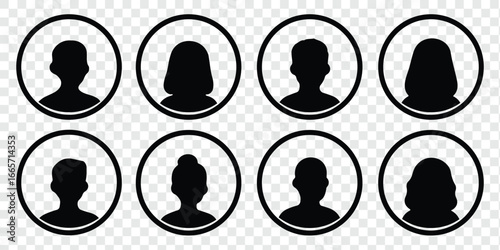 Silhouette head, avatar face, person icon people. Male and female profile. Social network avatar. businessman avatar line icon. Collection of male and female human profile face icons. Faceless, Unknow