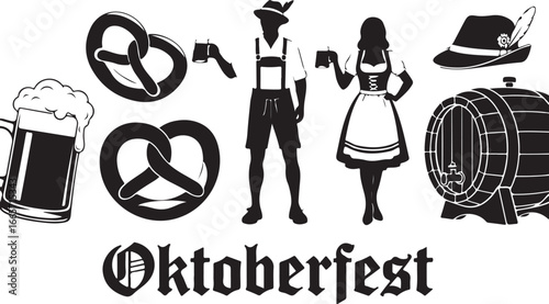 Vector art of oktoberfest celebration with traditional german elements