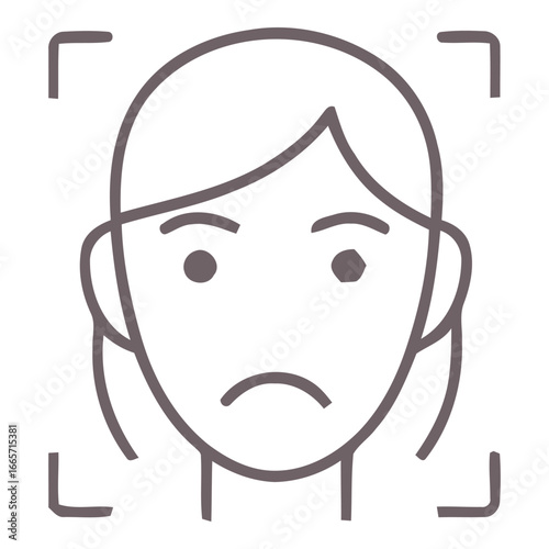 Sad Woman Face Icon – Emotion and Expression Illustration