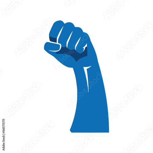 Blue raised fist vector illustration symbol of protest power solidarity resistance activism