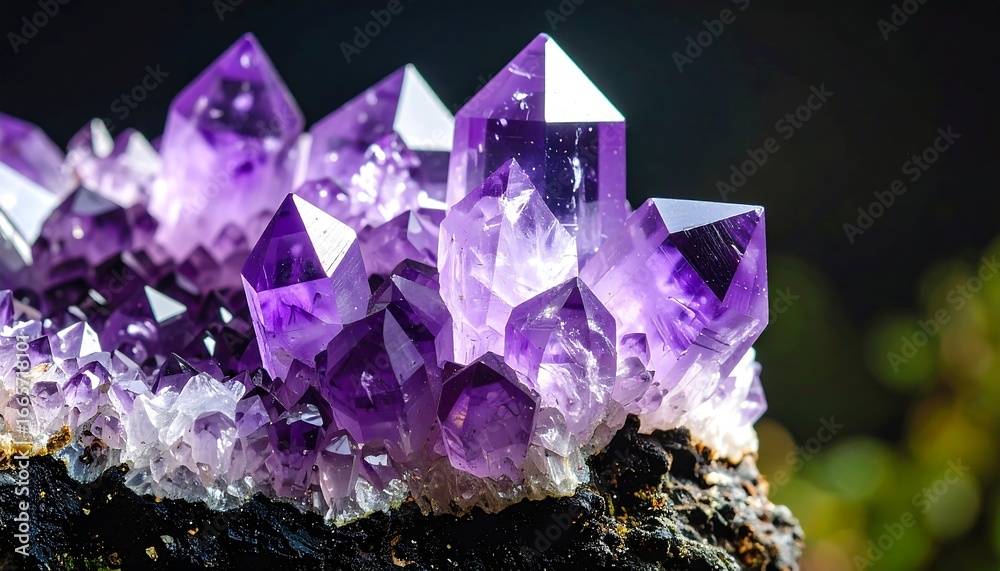 Fototapeta premium Amethyst Geode Crystals Closeup.
