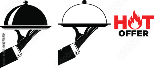 Hot offer restaurant special deal food service vector icon