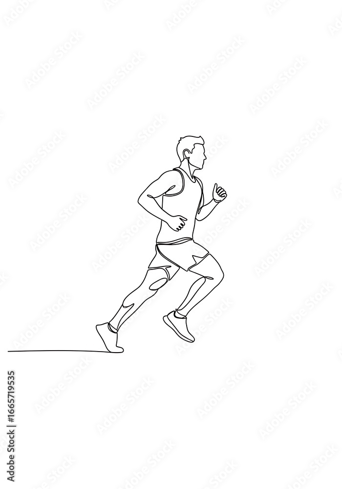 Fototapeta premium Running Man Single Line Art