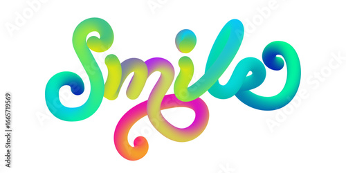 Colorful 3D Gradient Typography of Word SMILE