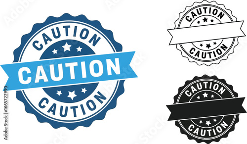 Caution label vector graphic caution sign warning badge vector art