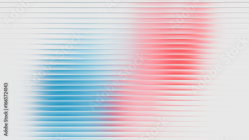 Billede på lærred Abstract design featuring parallel red and blue gradient lines on a white background