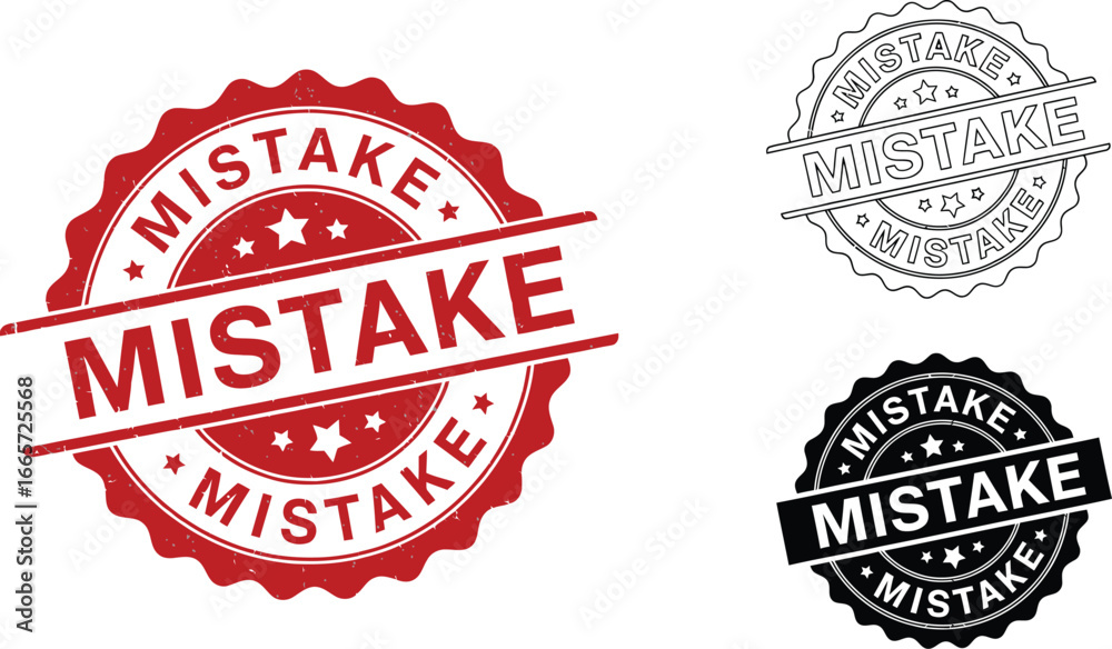 Obraz premium Mistake stamp vector design error sign wrong mark incorrect label