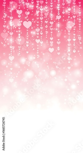 Pink Heart Garland Bokeh Sparkle Festive Background glitter