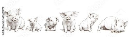 Adorable Piglets Growing Up A Series of Illustrations