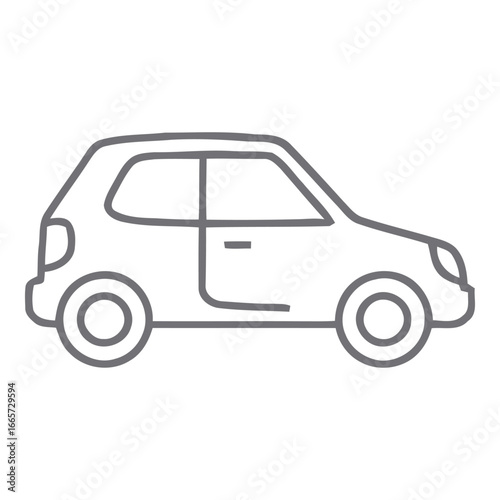 Small Car Outline Icon – Transportation and Vehicle Illustration