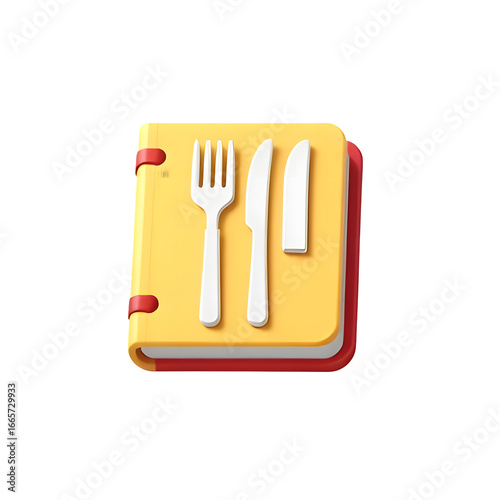 Cookbook with Fork and Knife Icon PNG