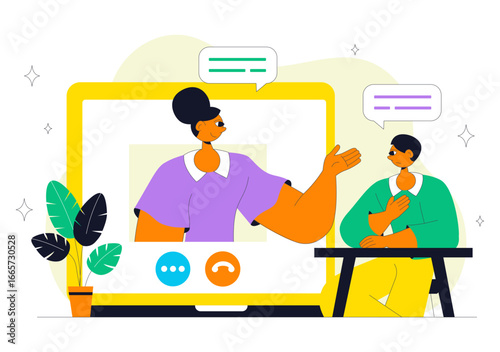 Online Mental Health Support Vector Illustration featuring Therapy Compositions and a Remote Consultation App with Psychological Assistance Service