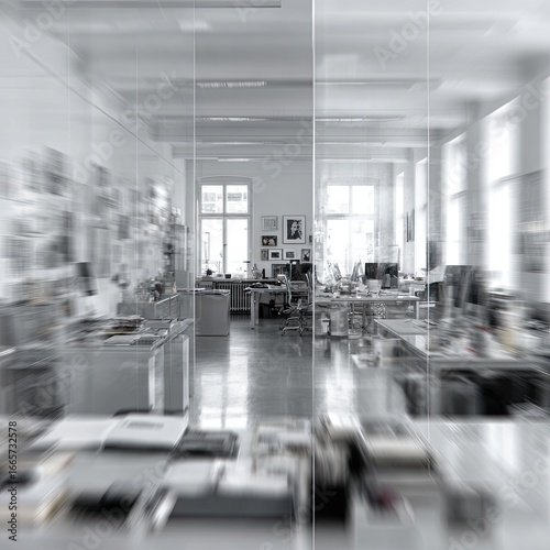 Blurred, modern office interior