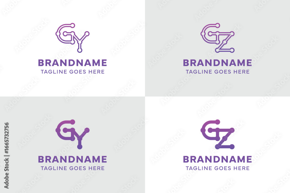 Fototapeta premium Letters GY GZ Technology Logo Set, for GY YG GZ ZG initials