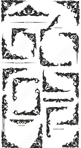 Abstract Glitter Frames And Borders On Black Background Illustration