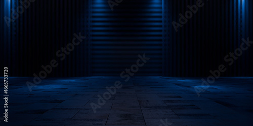 Glowing Laser Tunnel With Harsh Tech Light and Concrete Sci Fi Corridor Interior Architecture Design Cyberpunk Structure Industrial Look 3D Rendering