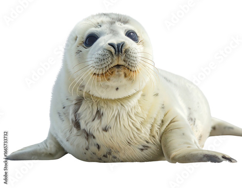 Cute Baby Seal on White Background PNG