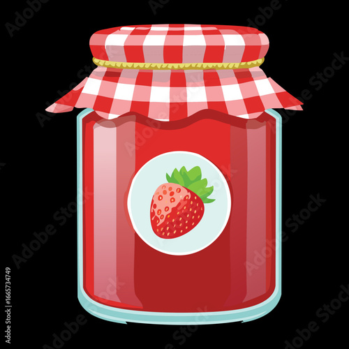 Sweet homemade fruit preserve in a glass jar, perfect for breakfast or dessert topping - Vector Illustration