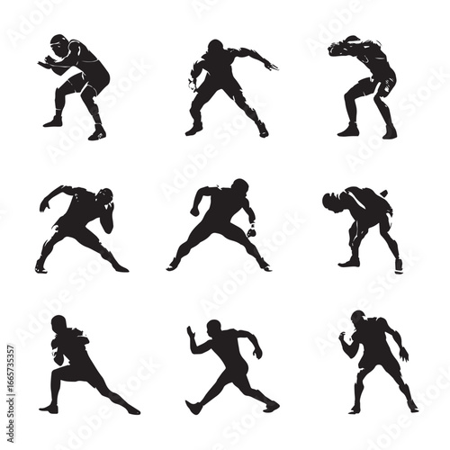 Vector illustration of wrestling silhouette set, Black & White silhouette set