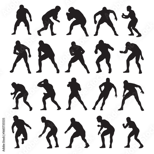 Vector illustration of wrestling silhouette set, Black & White silhouette set