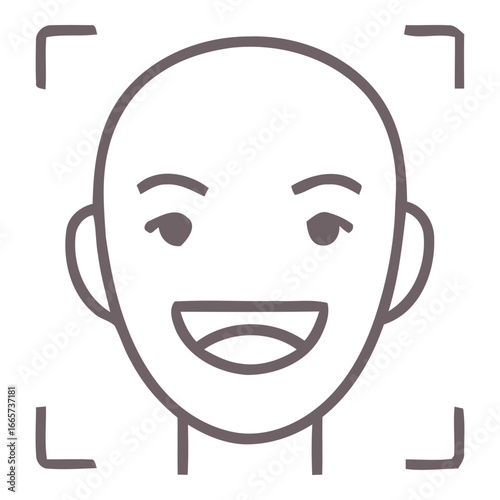 Smiling Face Icon – Happy Emotion Outline Illustration