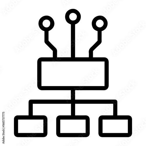 Illustration of a hierarchical diagram with connections and rectangular nodes on transparent background