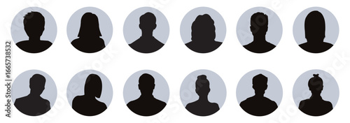 Avatar profile icon set with male and female characters, minimal flat vector style for social media, user accounts, websites, apps. User profile icon. Digital identity design. Eps 10