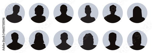 Avatar profile icon set with male and female characters, minimal flat vector style for social media, user accounts, websites, apps. User profile icon. Digital identity design. Eps 10