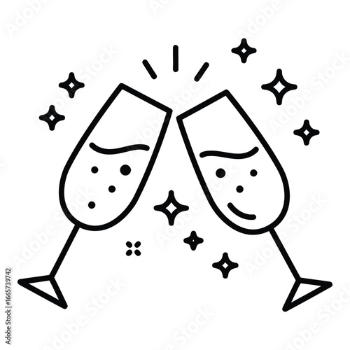 Minimalist Wine Glasses Toast Illustration