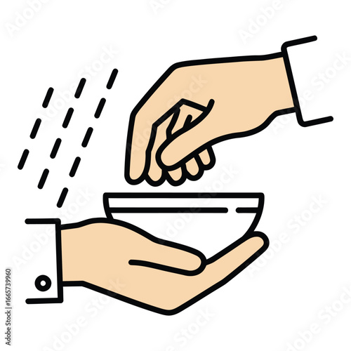 Hand Sprinkling Salt Seasoning Vector Illustration