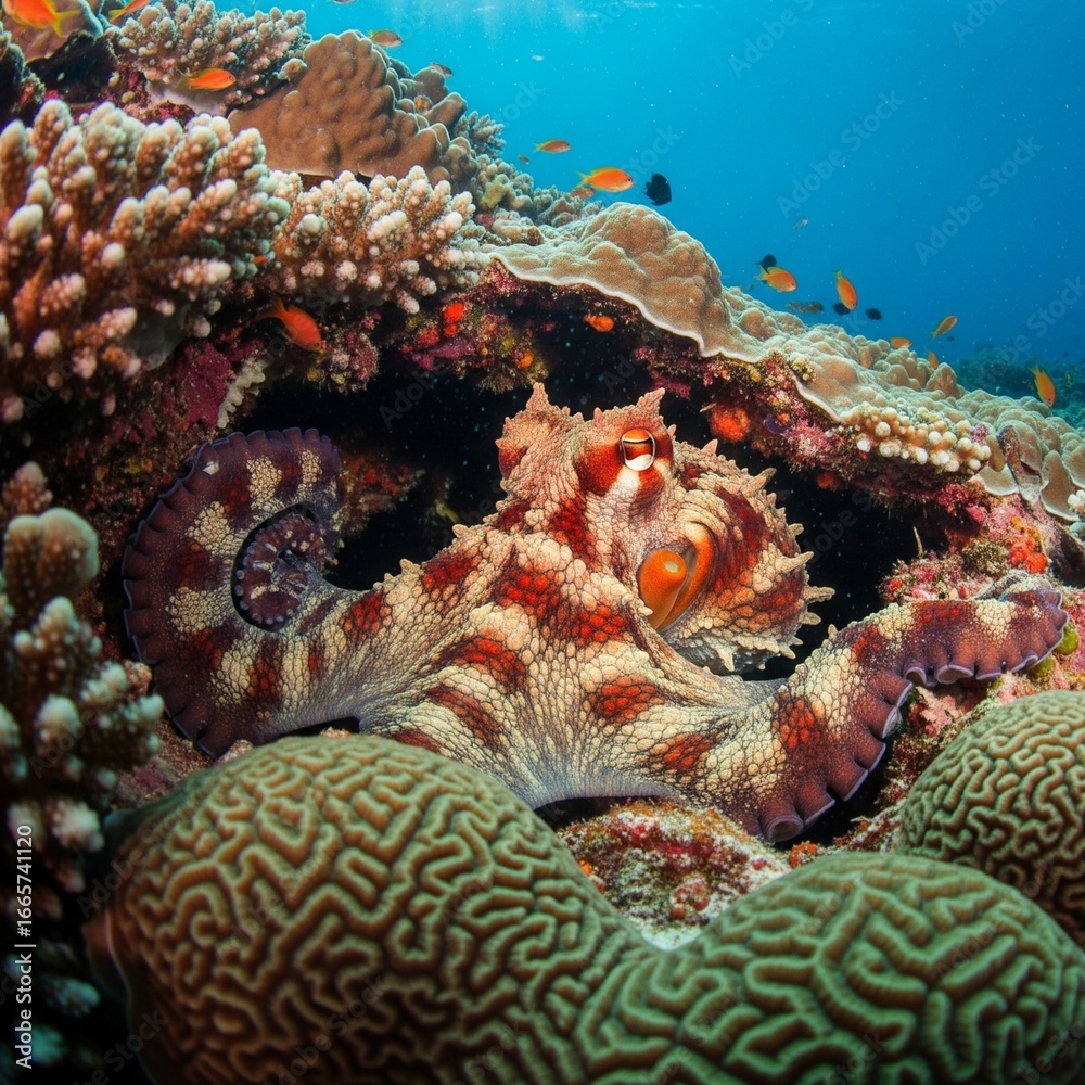 Obraz premium The octopus is hiding