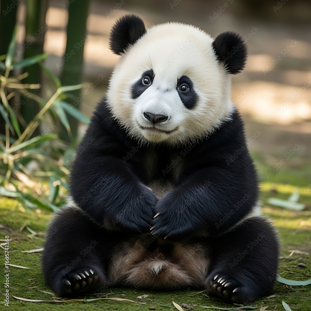Obraz premium Cute panda cub sitting