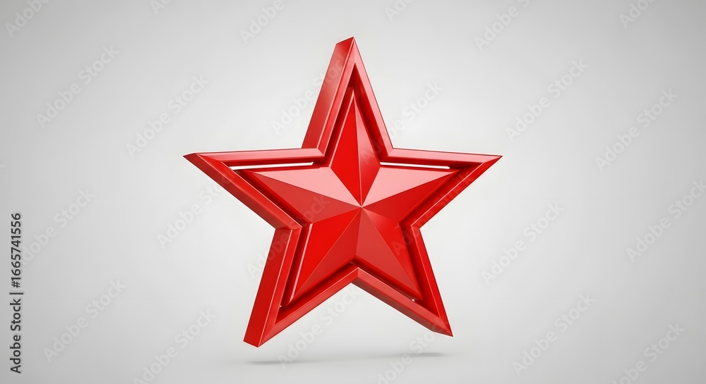 Obraz premium Shiny red star award emblem symbolizing excellence, achievement, and top performance in a clean, modern studio setting