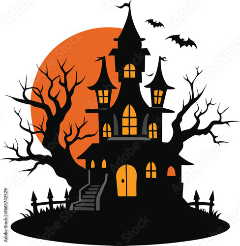 haunted house Black silhouette