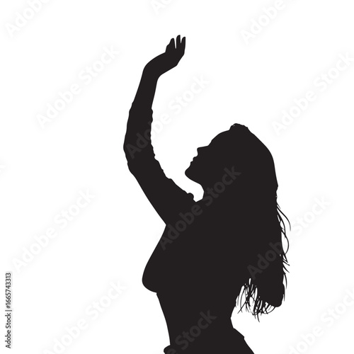 Vector illustration of woman silhouette set dancing, Black & White silhouette set