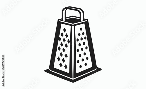cheese grater icon, Grater icon, Kitchen utensils, Household appliances, Black and white images, Line icons, Silhouettes. 