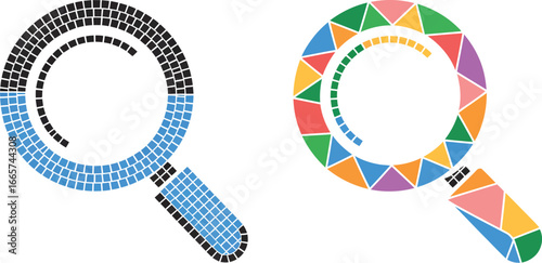 Magnifying glass icons search find investigation exploration