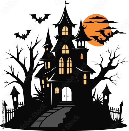 haunted house Black silhouette