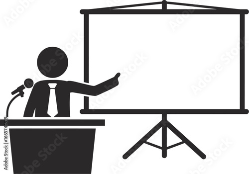 Presentation speaker icon vector illustration conference