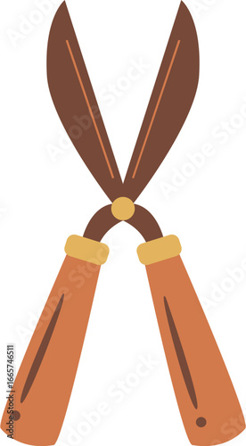Rustic Garden Shears Pruning Tool Illustration