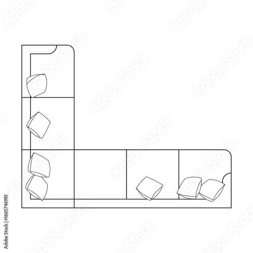 CAD drawings. View from above. Large corner sofa. For interior design and architectural projects