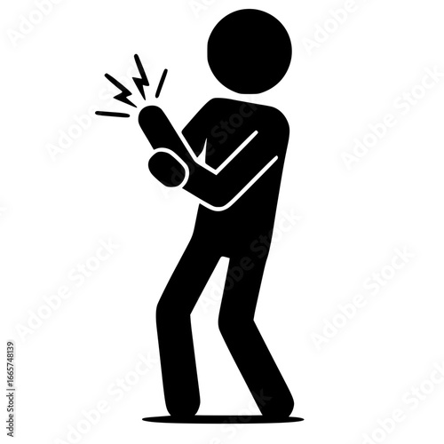 Stickman Figure with Wrist Pain SVG Clip Art
