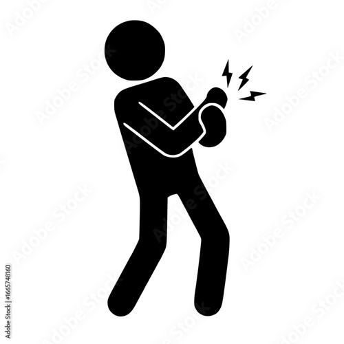 Stickman Figure with Wrist Pain SVG Clip Art