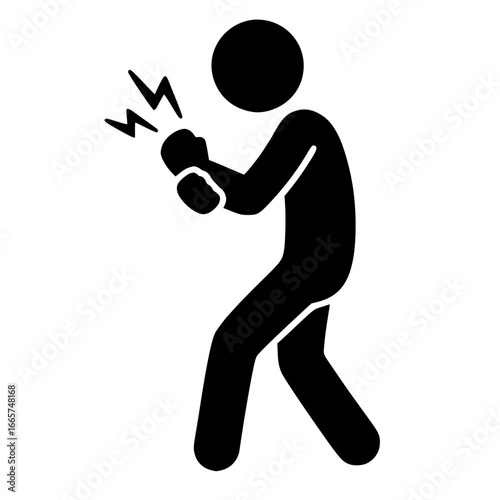 Stickman Figure with Wrist Pain SVG Clip Art