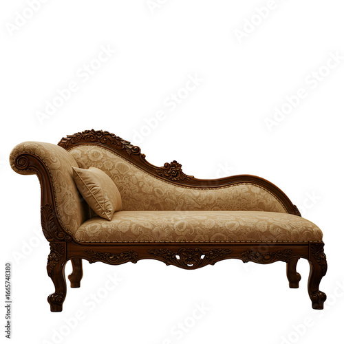 Detailed Photo Of Antique Wooden Sofa Isolated On Transparent Background
