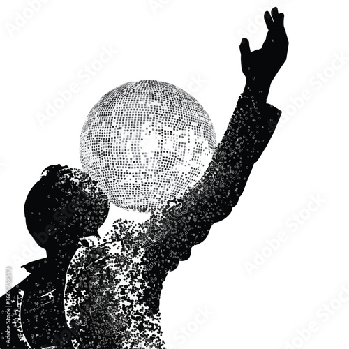 Vector illustration of disco ball silhouette set, Black & White silhouette set