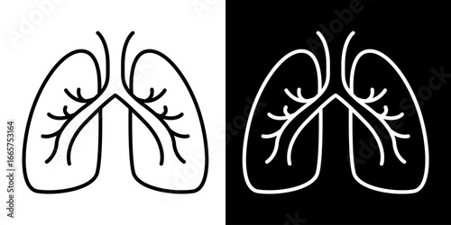 Human Lung Outline Icon Illustration on Contrasting Backgrounds for Medical Use