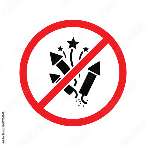 No fireworks symbol prohibition sign firecracker ban safety warning forbidden icon