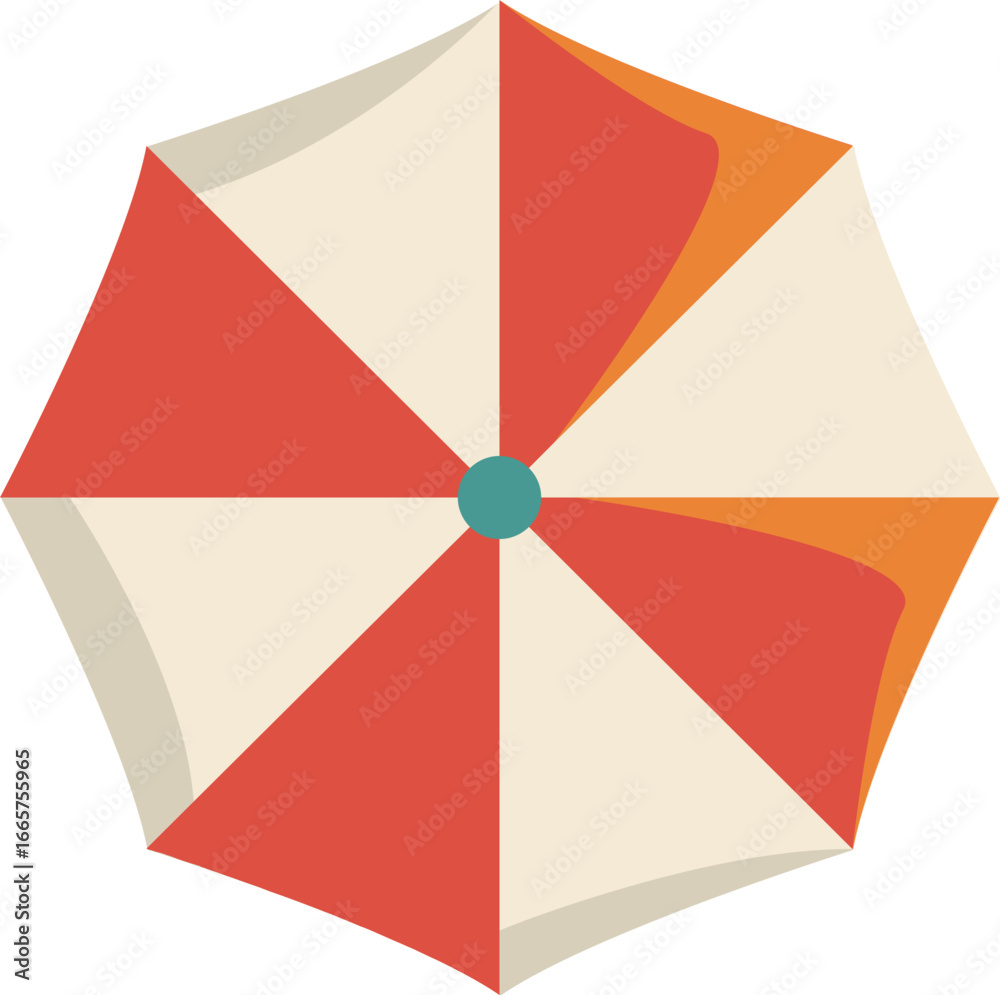 Obraz premium Retro Beach Umbrella Sunny Day Illustration