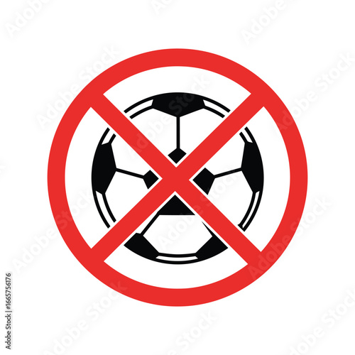 No soccer symbol vector illustration football ban sign prohibition icon sports restriction graphic